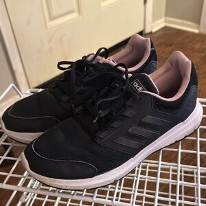 Adidas Black Sneakers with Pink Accents